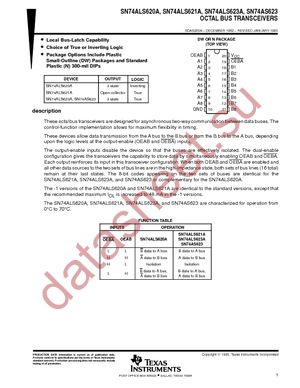 SN74ALS621A-1DWRE4 datasheet  